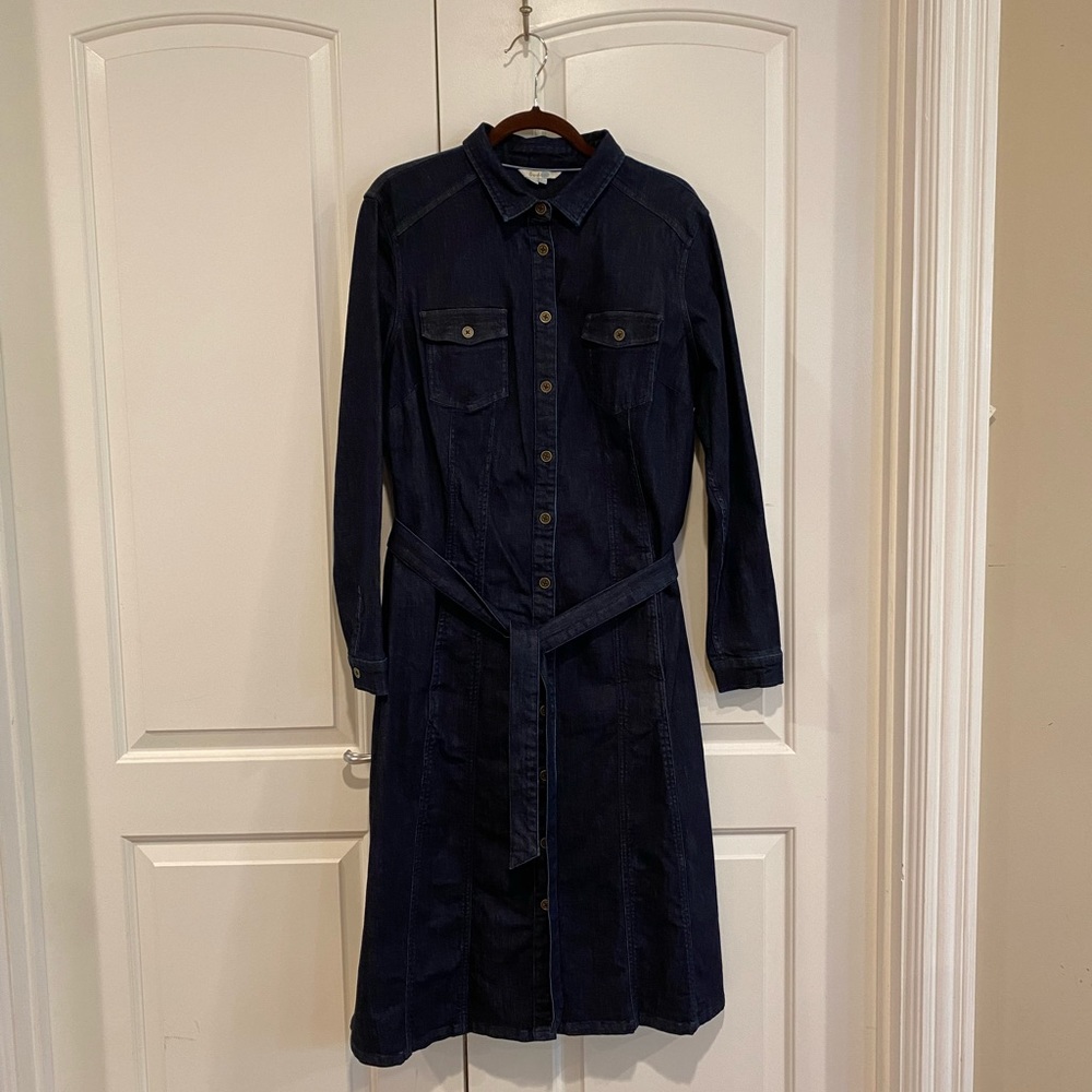 Boden Indigo Denim Long-Sleeve Button-Down Dress